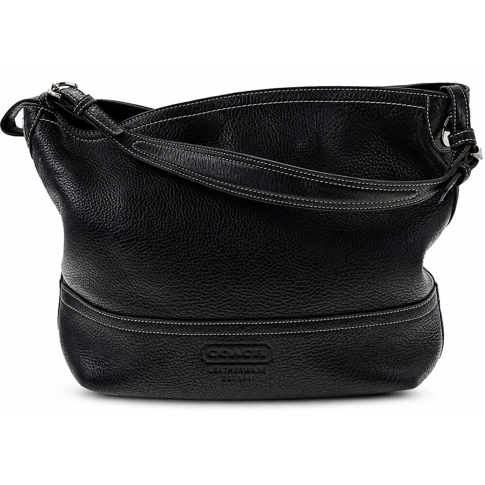 Coach Black Pebbled Leather Shoulder Satchel Hobo Bag Purse Large Handbag Y2K - Picture 4 of 8